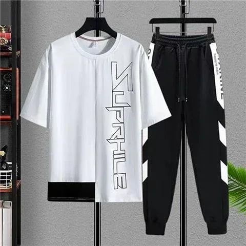 Men's Clothing Alphabet Pants Sets Jogger Tracksuit 5xl Gym Top White Sports Suits Chic T Shirt Man Stylish Original Brands Cool