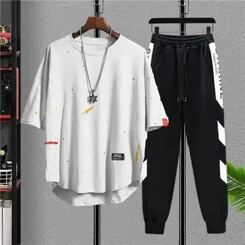 Men's Clothing Alphabet Pants Sets Jogger Tracksuit 5xl Gym Top White Sports Suits Chic T Shirt Man Stylish Original Brands Cool