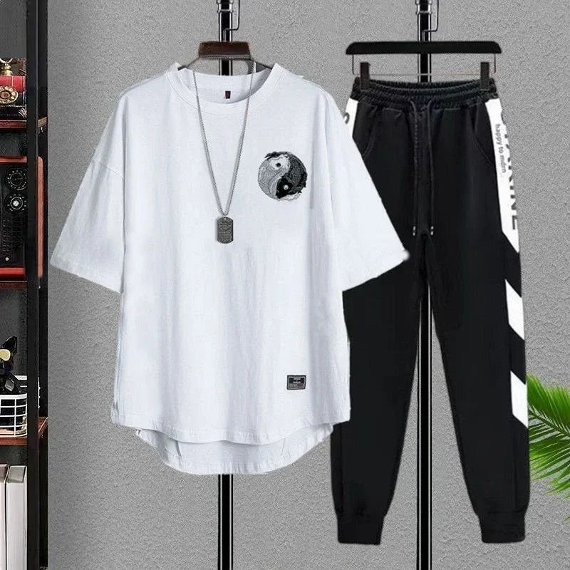 Men's Clothing Alphabet Pants Sets Jogger Tracksuit 5xl Gym Top White Sports Suits Chic T Shirt Man Stylish Original Brands Cool