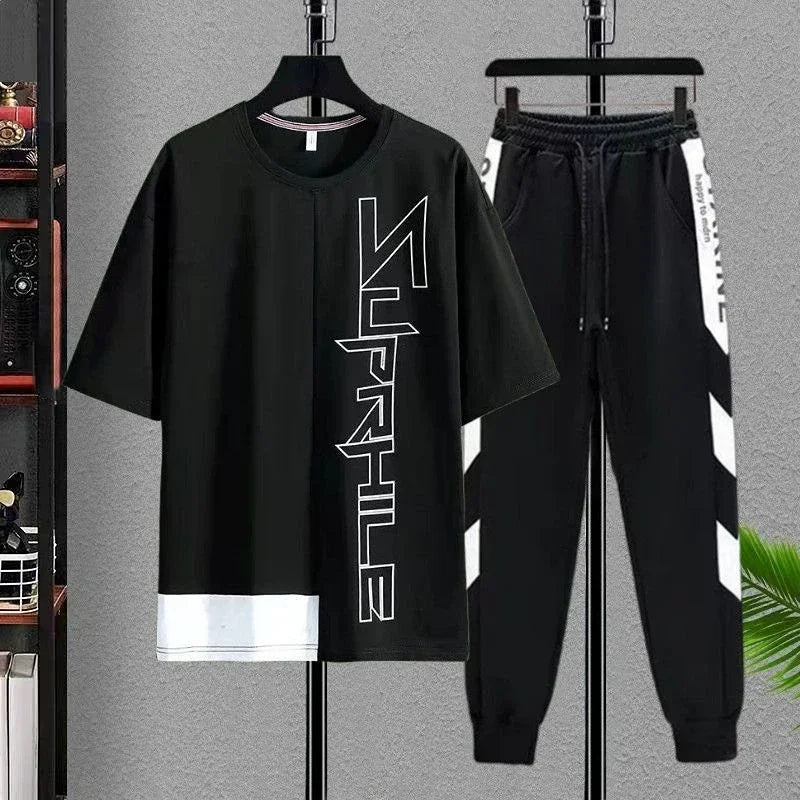 Men's Clothing Alphabet Pants Sets Jogger Tracksuit 5xl Gym Top White Sports Suits Chic T Shirt Man Stylish Original Brands Cool
