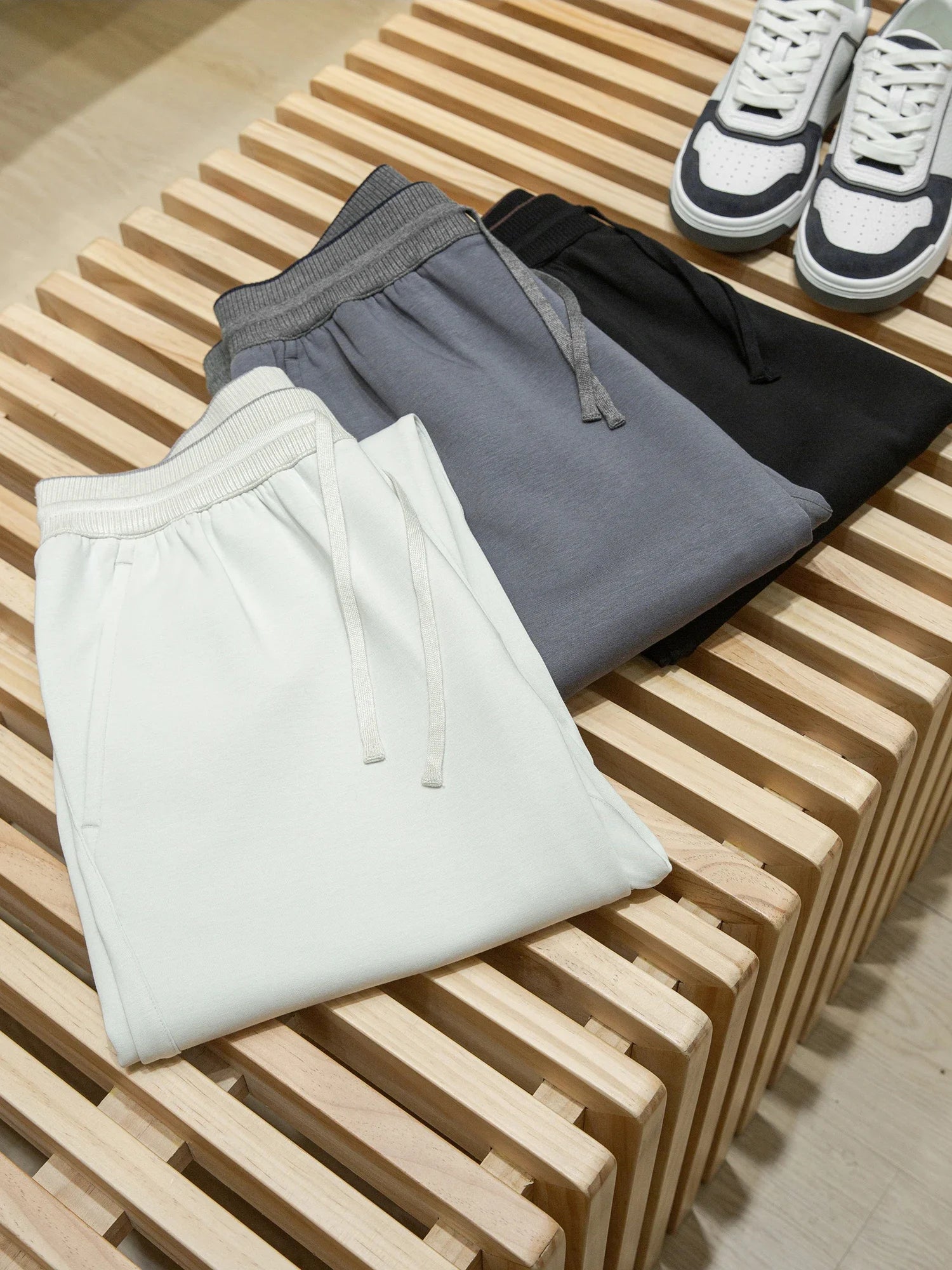 Grade 7A antibacterial fabric Modal air layer LP men's thin scimitar straight casual pants