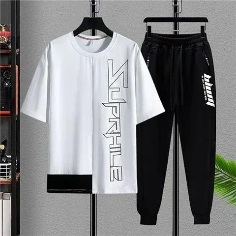 Men's Clothing Alphabet Pants Sets Jogger Tracksuit 5xl Gym Top White Sports Suits Chic T Shirt Man Stylish Original Brands Cool