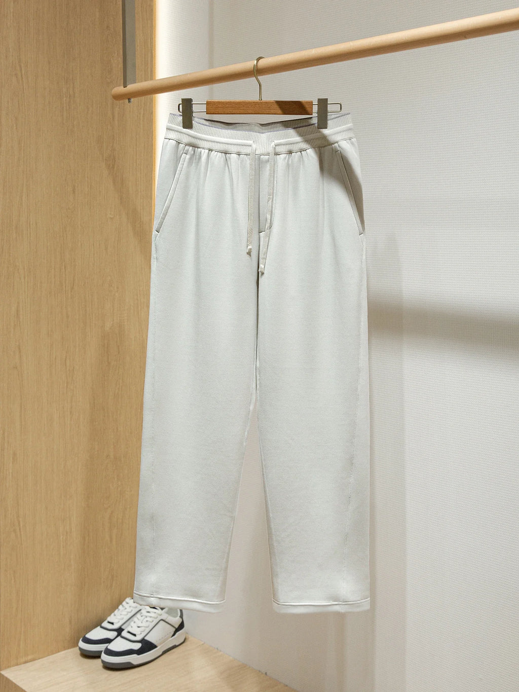 Grade 7A antibacterial fabric Modal air layer LP men's thin scimitar straight casual pants