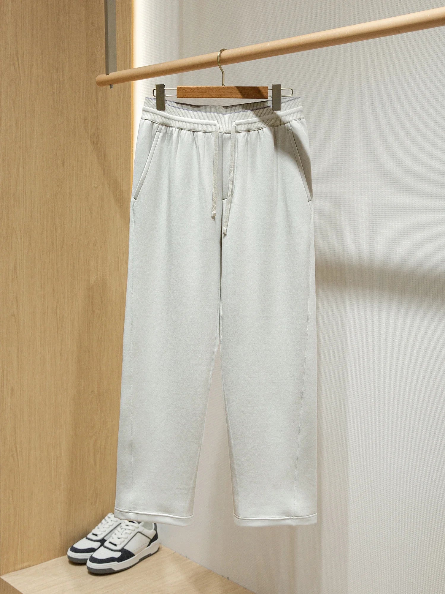 Grade 7A antibacterial fabric Modal air layer LP men's thin scimitar straight casual pants