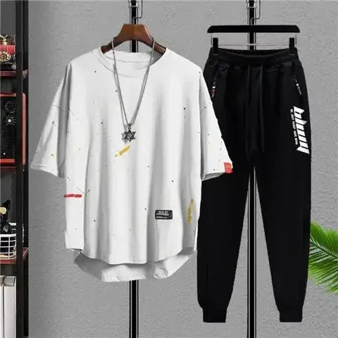 Men's Clothing Alphabet Pants Sets Jogger Tracksuit 5xl Gym Top White Sports Suits Chic T Shirt Man Stylish Original Brands Cool