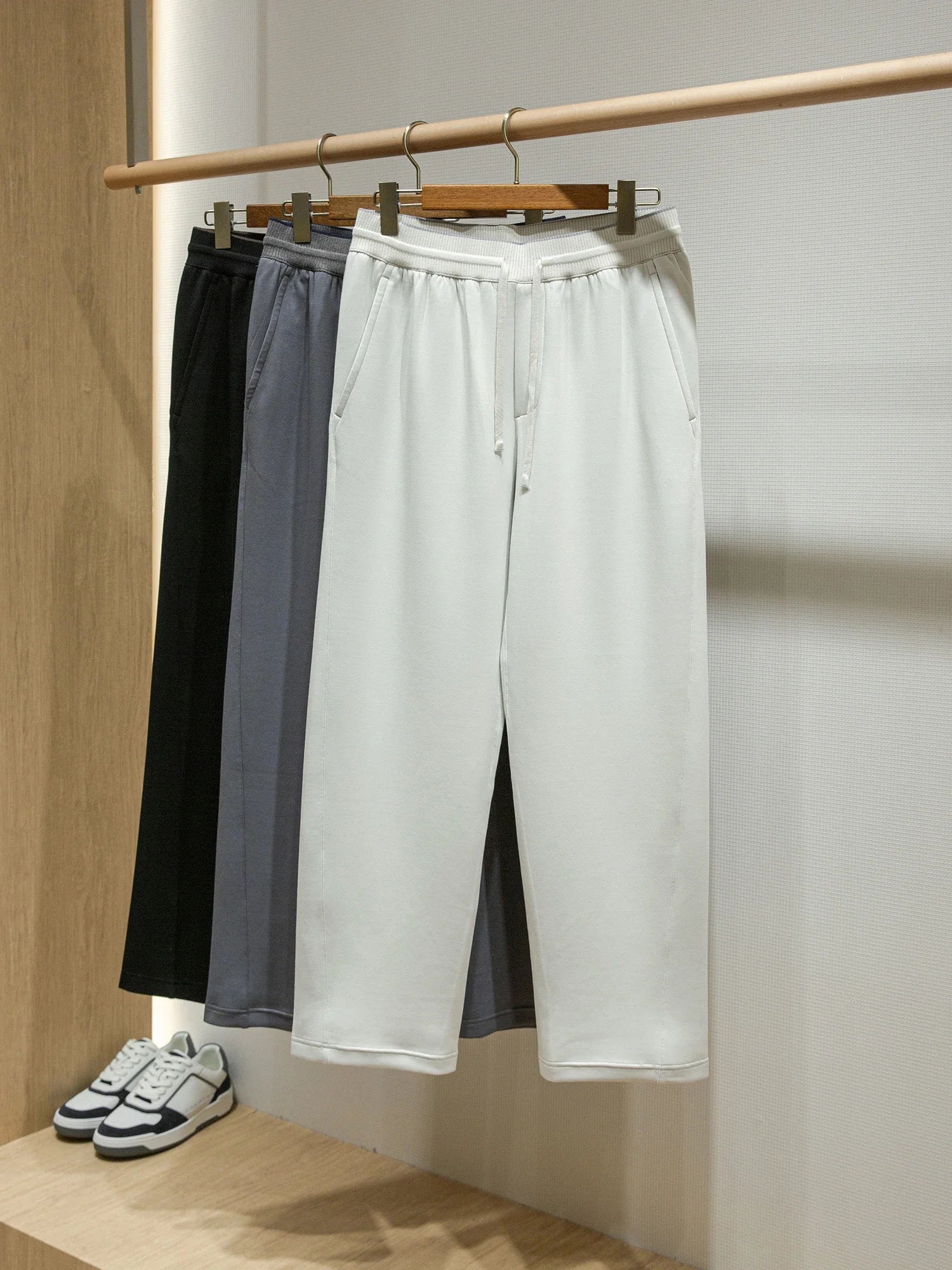 Grade 7A antibacterial fabric Modal air layer LP men's thin scimitar straight casual pants