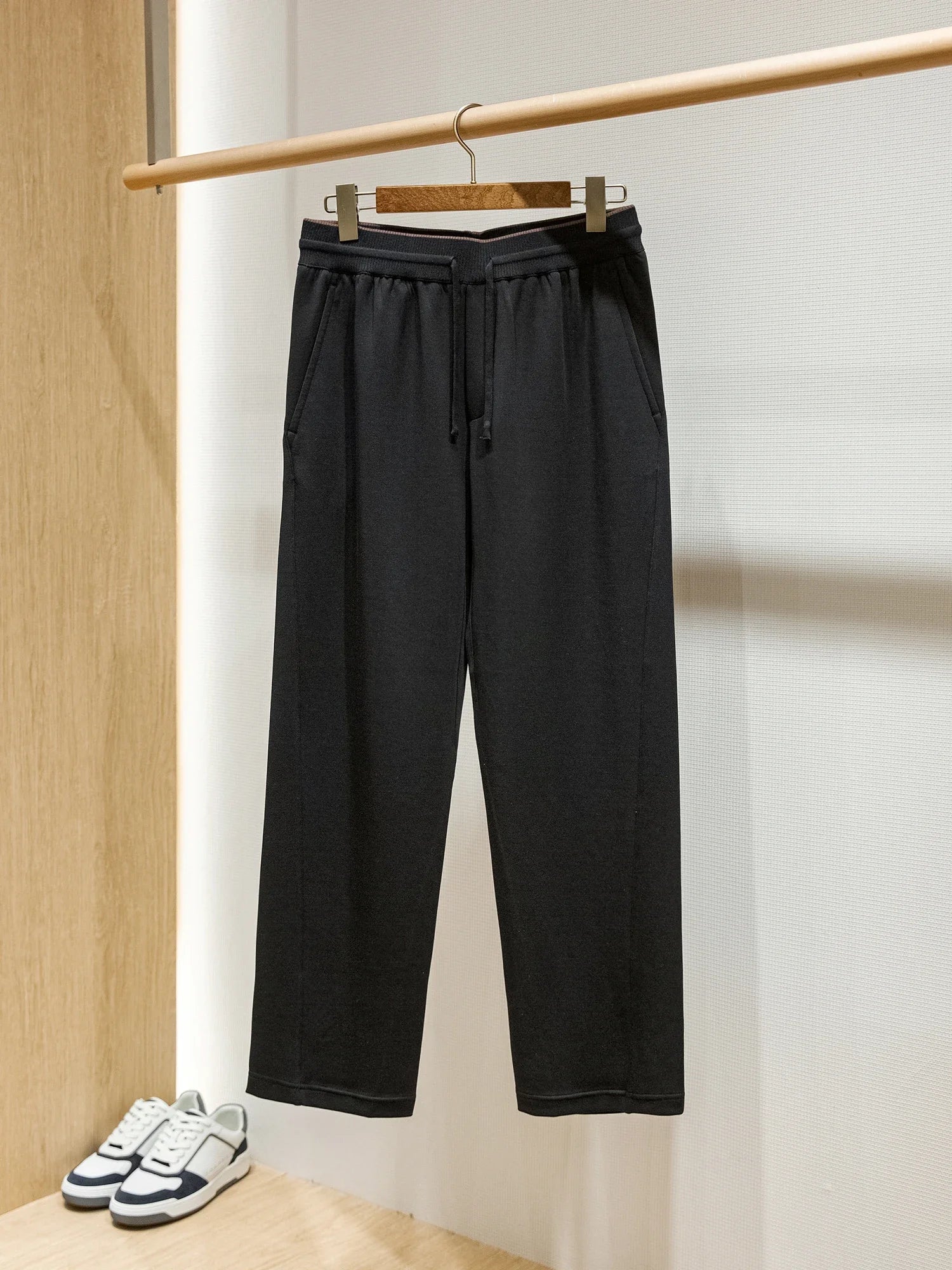 Grade 7A antibacterial fabric Modal air layer LP men's thin scimitar straight casual pants