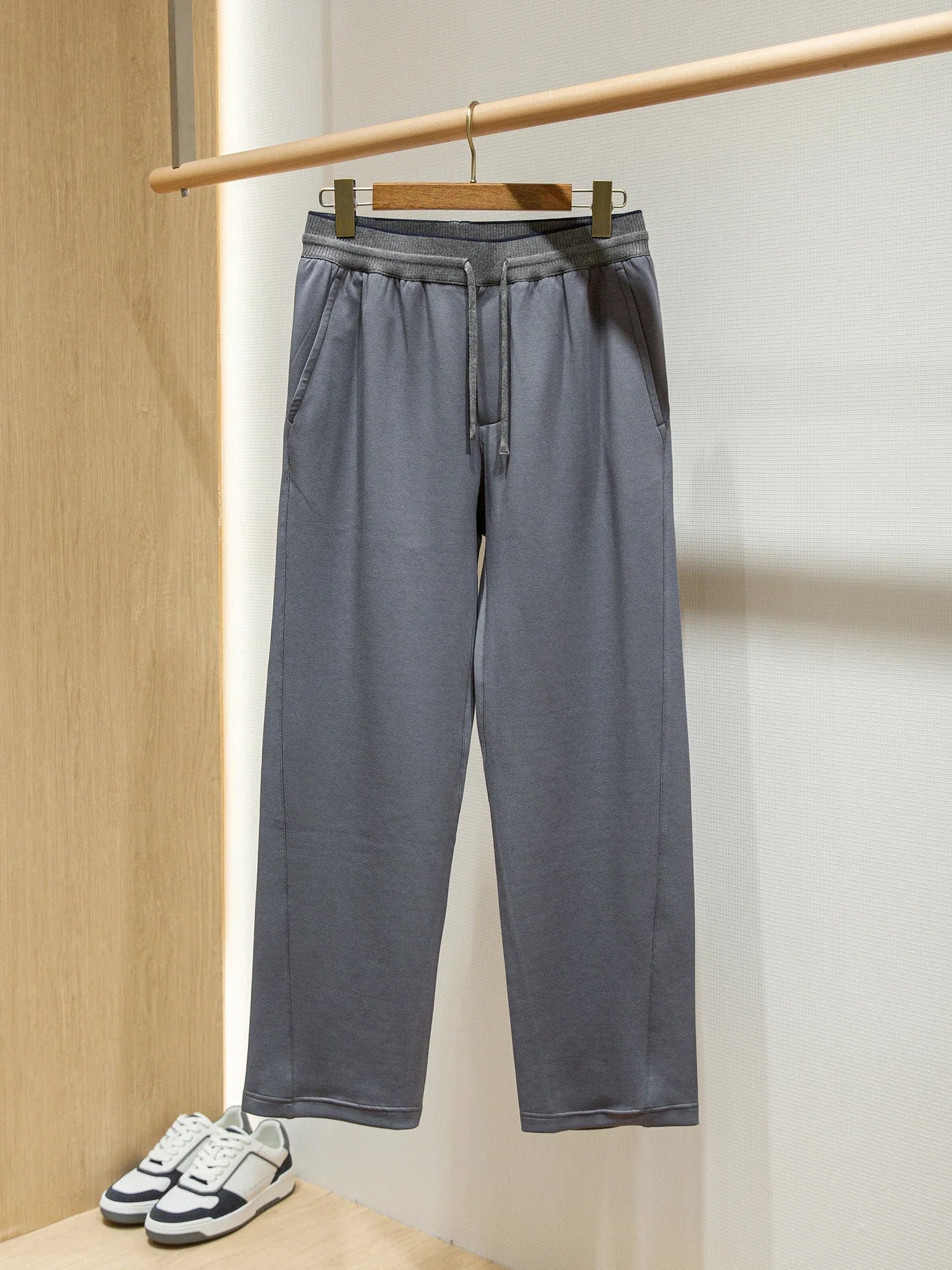 Grade 7A antibacterial fabric Modal air layer LP men's thin scimitar straight casual pants